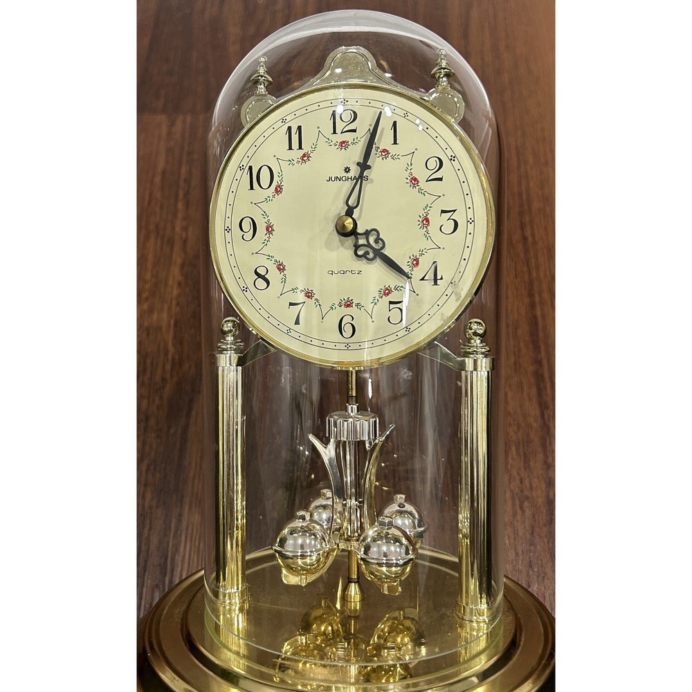 Vintage Junghans Quartz Made In Germany 85 Movement Desk Clock Works Tested